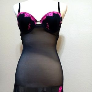 Just sexy black pink sheer dress lingerie